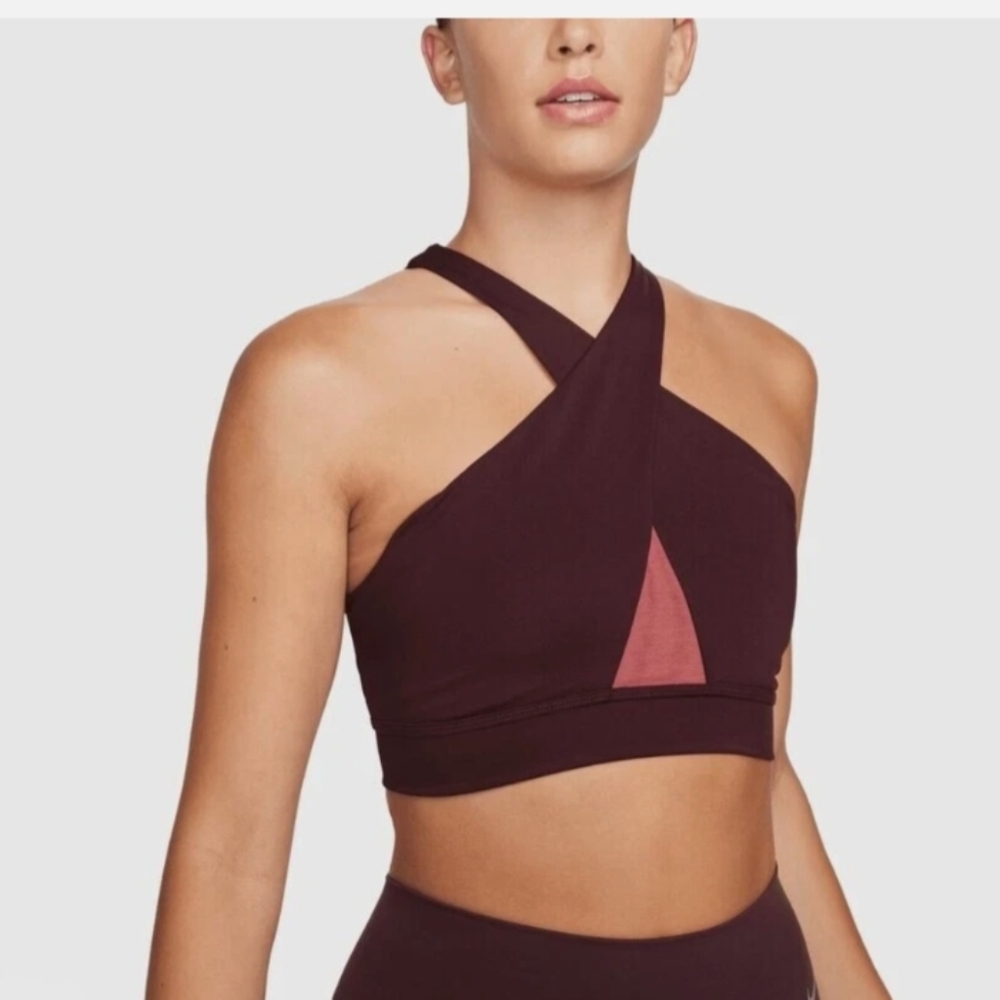 NWT Nike Swoosh Icon Cross-Back Sports Bra Padded Soft Activewear Pink Purple M